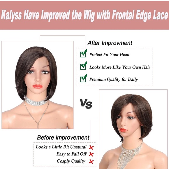 Kaylss Dark Brown/Black Short Pixie Cut - Sweeping Bangs - Synthetic Hair - New - Picture 14 of 15